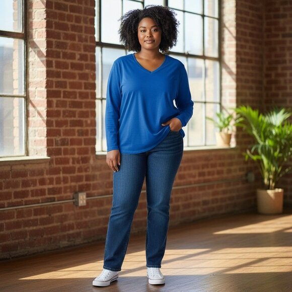 BUNDLE ONLY JMS Just My Size Womens Plus Size T-Shirt 4X 26W 28W Blue Tee Top - Picture 7 of 7